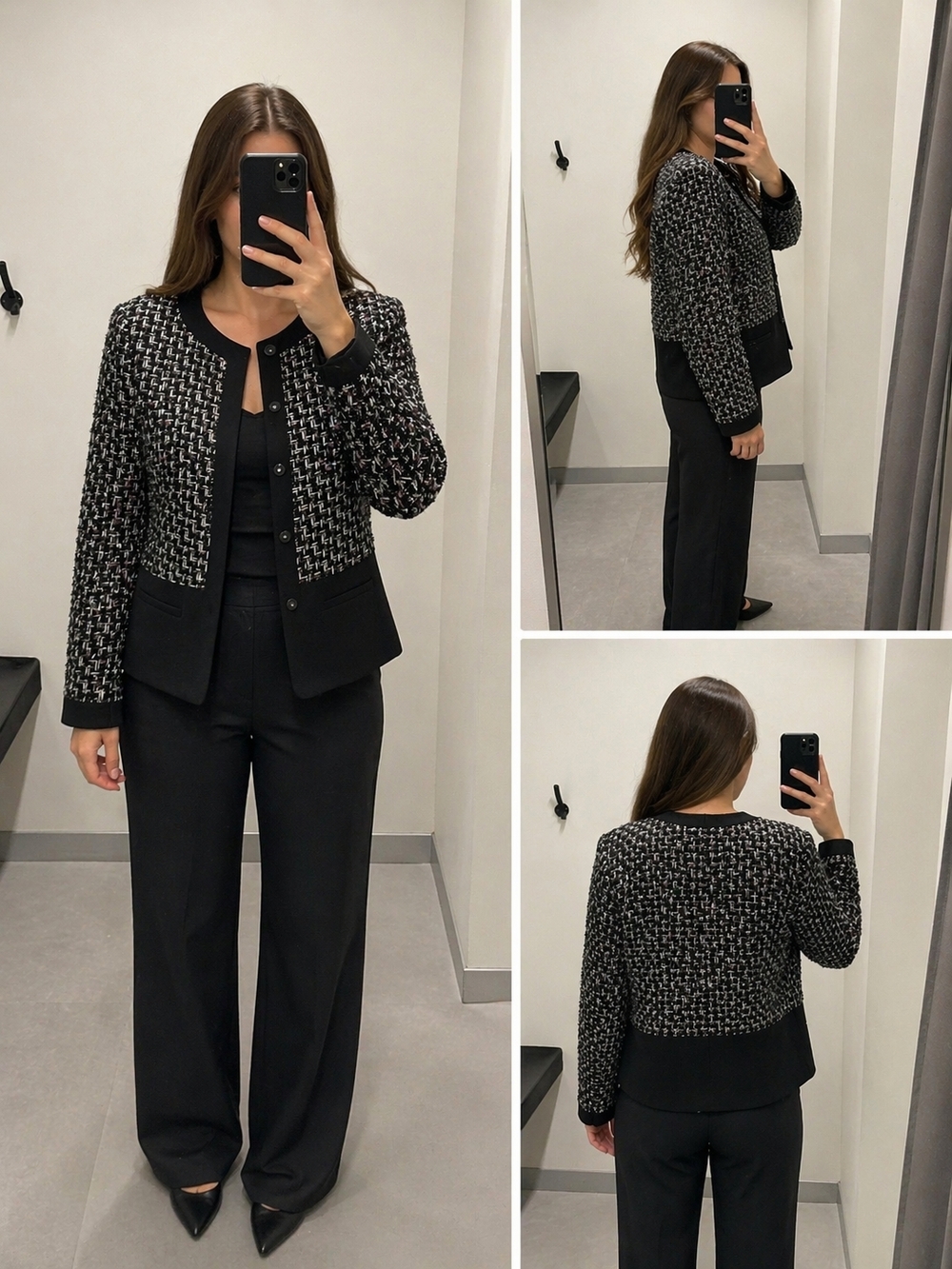 Peter Nygard Black Bouclé Collar Jacket
